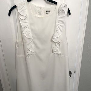 White Ruffle Shift Dress